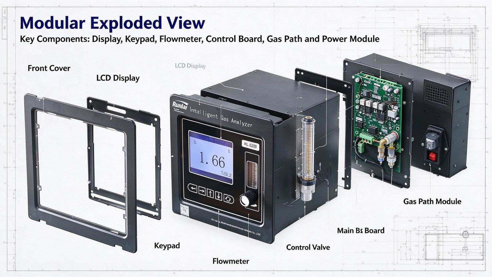 High Accuracy Hydrogen Gas Analyzer Digital H2 Gas Detector Fast Response