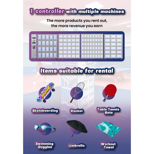 Table Tennis Racket Rental Locker Vending Machine Ideal for Gyms, Schools, Sports Centers