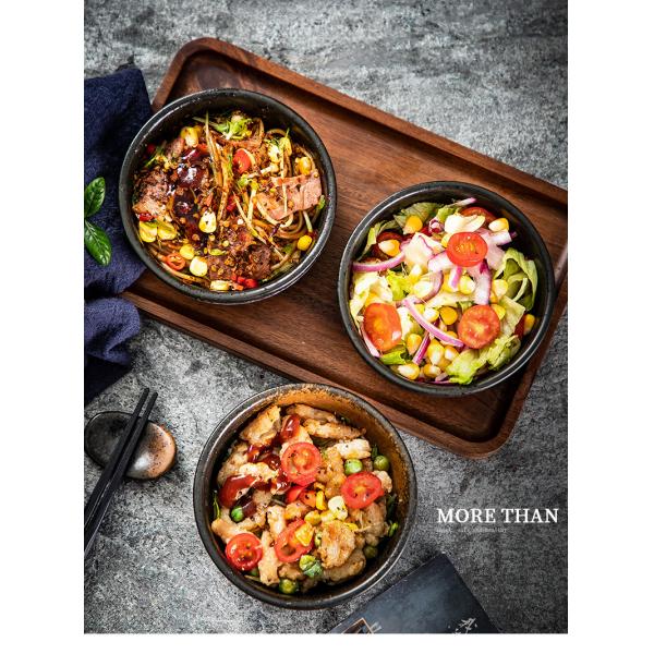 Savall Black Porcelain Dishes Set 136ml Diameter 12.2cm Black Porcelain Bowls