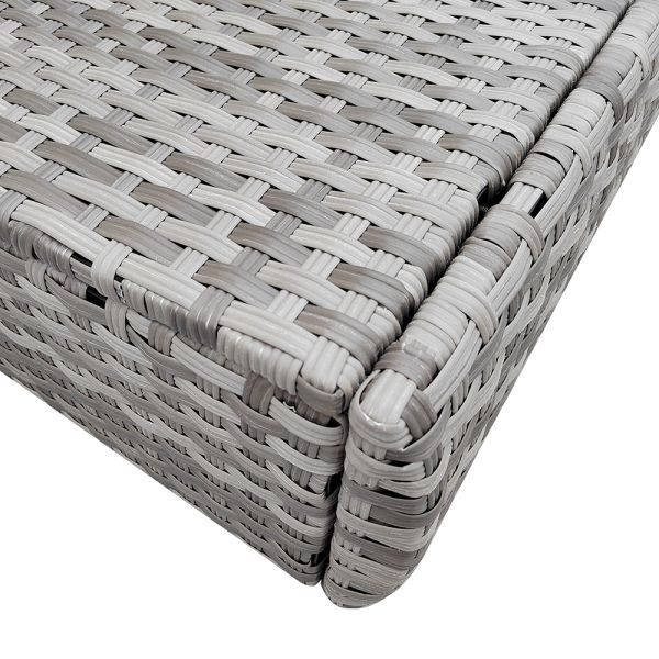 Leisure Outdoor Rattan Double Sun Bed Rattan Wicker Chaise Lounge 2 Person Daybed  Curved Modern Furniture Gray
