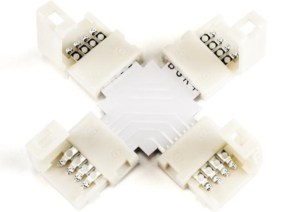 Gapless Angle LED Strip Connector 4 Pins + Shape 10 Mm Width Flexible