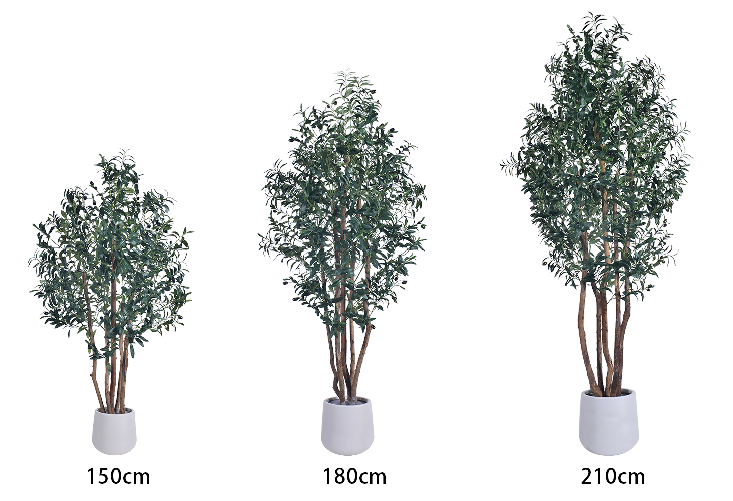 High-End 6FT Faux Olive Tree Indoor Multi Trunk Black Artificial Tree Olive With Natural Wood Trunk For Home Office Mall Decor