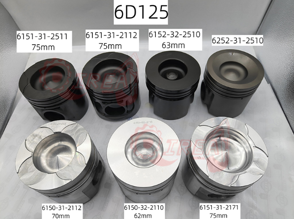 6212-31-2170 Excavator Engine Parts For S6D140 Diesel Engine Cast Iron Piston 6212-31-2170