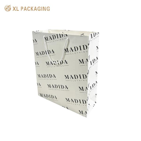 XL Packaging Paper Bag Coated Paper White Color for Clothes Mall Shipping Bag Full Printing Shoes Packaging Hand Bag