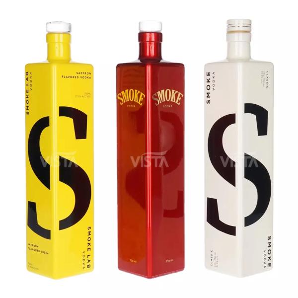 Custom Design Glass Bottle for Vodka 375ml 500ml 700ml 750ml Base Material