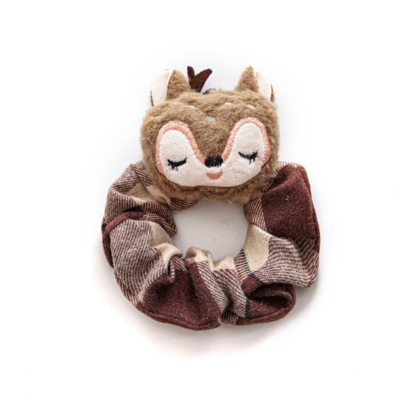 Christmas plaid beaded hair scrunchies women's cartoon lovely animal cloth hoops tied hair rope ornaments