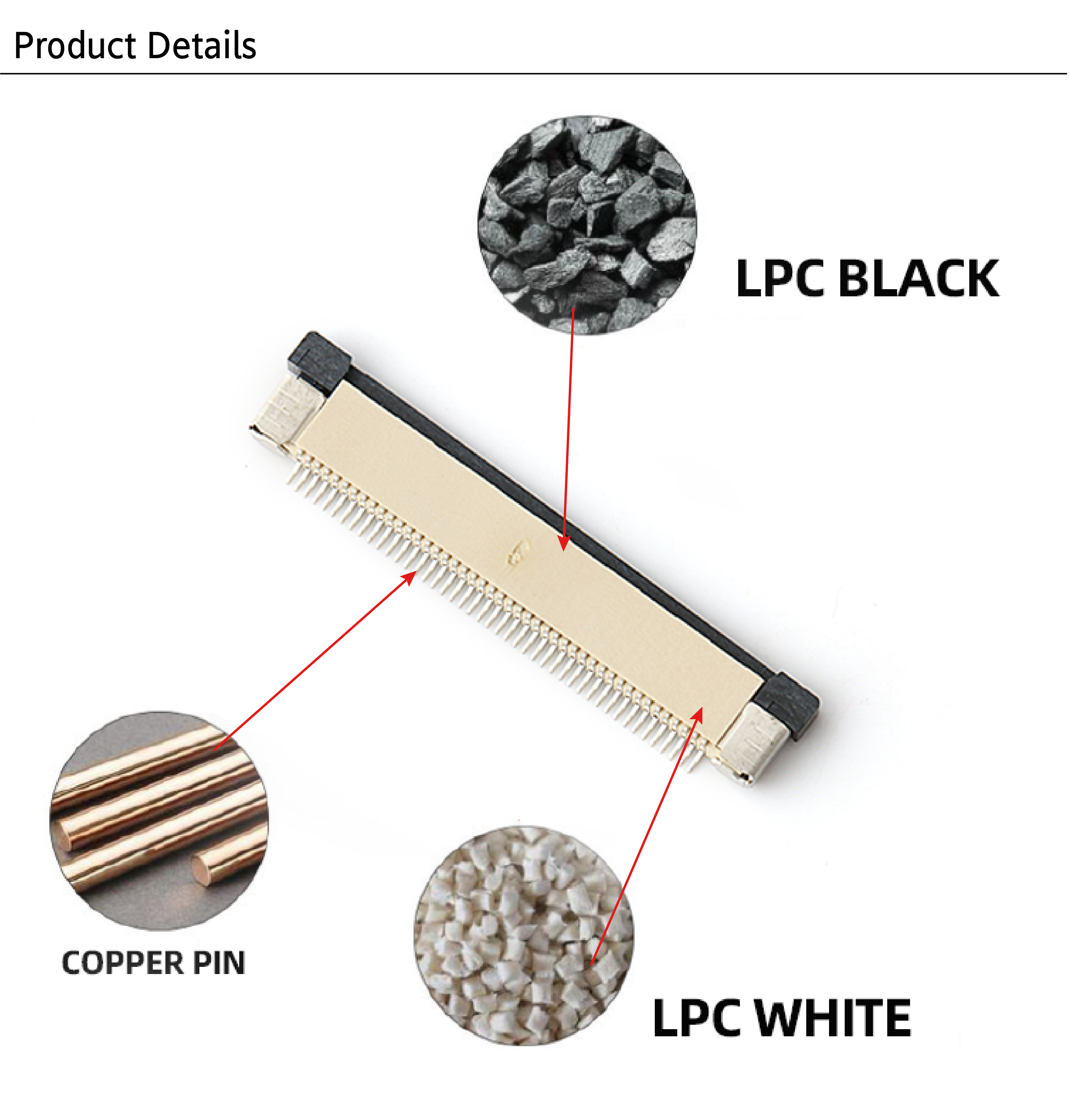 1.0mm Fpc Connector 4-40pin Horizontal SMT Type Upper Top Contact 1.0 FPC Connector
