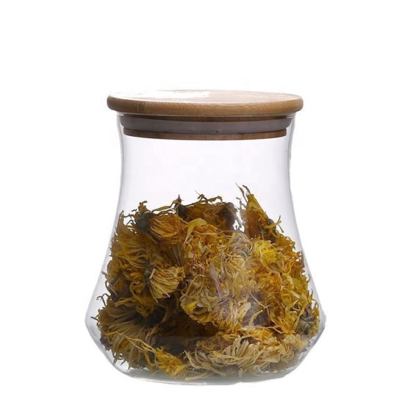 Heat Resistance Borosilicate Glass Canister Jar With Airtight Bamboo Lid Food Storage