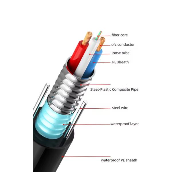 OEM Photoelectric Composite Optical Fiber Cable 12 Core Hybrid Fiber Cable GYXTW RVV