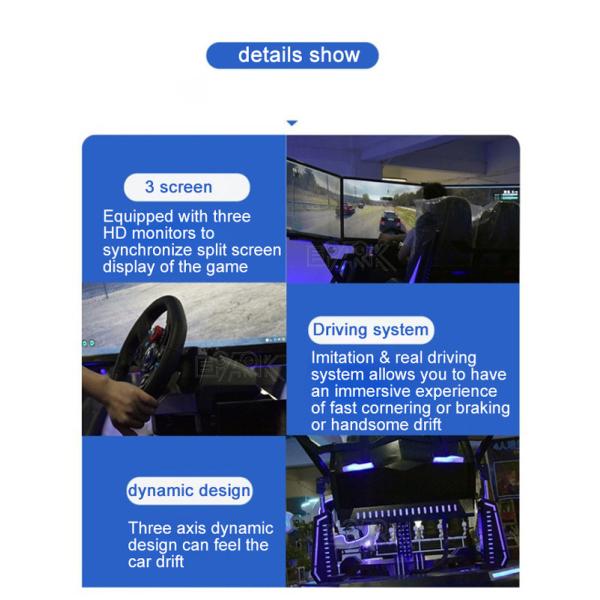 Three Screen 9D VR Simulator Racing Car Virtual Reality Game Machine