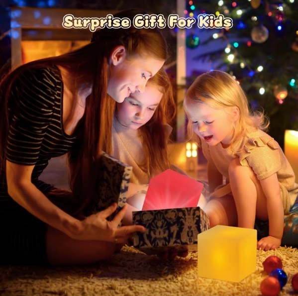 Kids LED Night Light - Rechargeable Table Lamp - Portable Outdoor Ambiance Light - Safe Plastic for Children's Bedroom & Camping