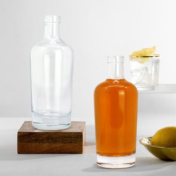 500ml 750ml Clear Reusable Miniature Liquor Bottle with Glass Body