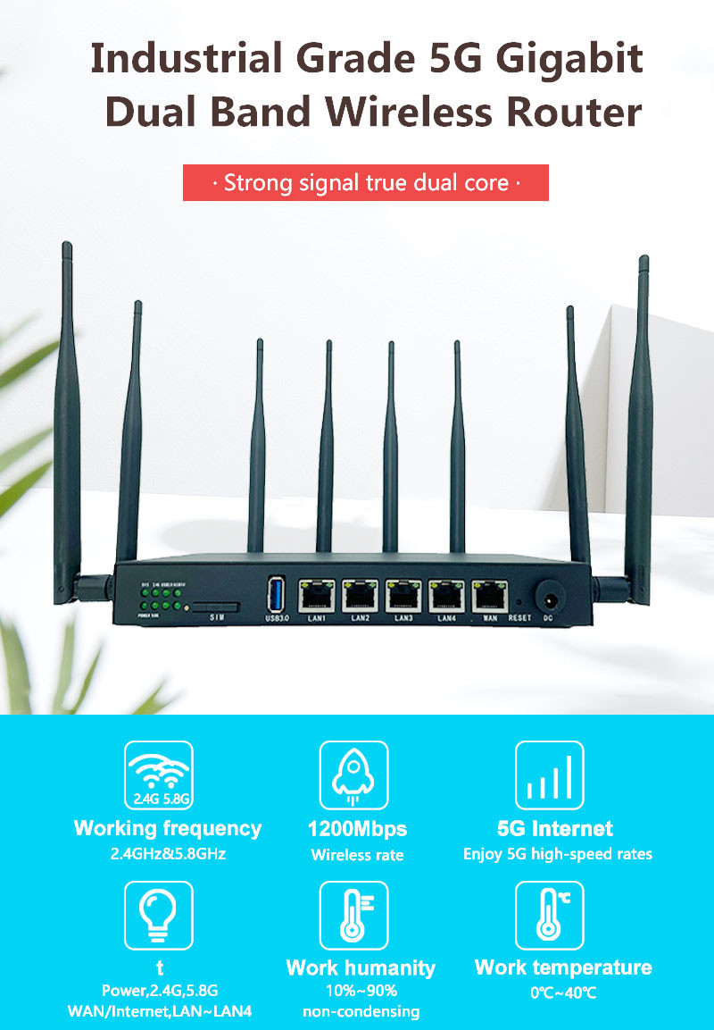 Маршрутизатор маршрутизаторов 5g WS1208 1200Mbps 4G 5G беспроводной с черной раковиной металла