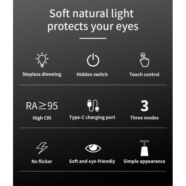 Metal Nightlight Bedside Lamp Wireless Rechargeable Table Lamp for Bedroom Decoration