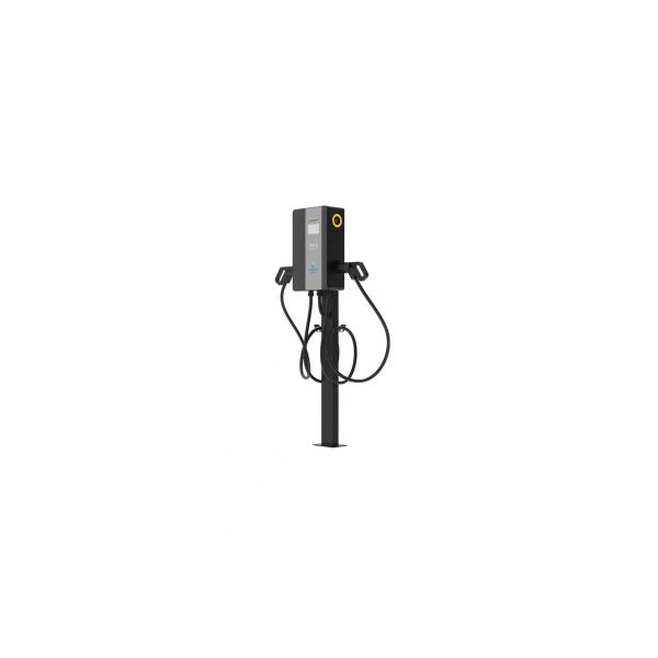 Engineering Commercial EU Standard Dual‑gun Pedestal AC Charger, Operable Management System, 4.3‑inch Touch Screen, Multi‑payment Outdoor Pedestal Charger
