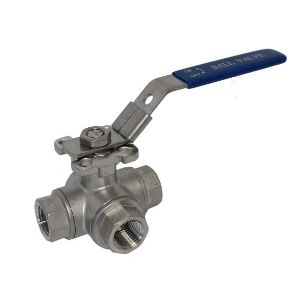 ISO9001 2008  3 Way Stainless Steel Ball Valve PN63 Pressure For Water / Oil