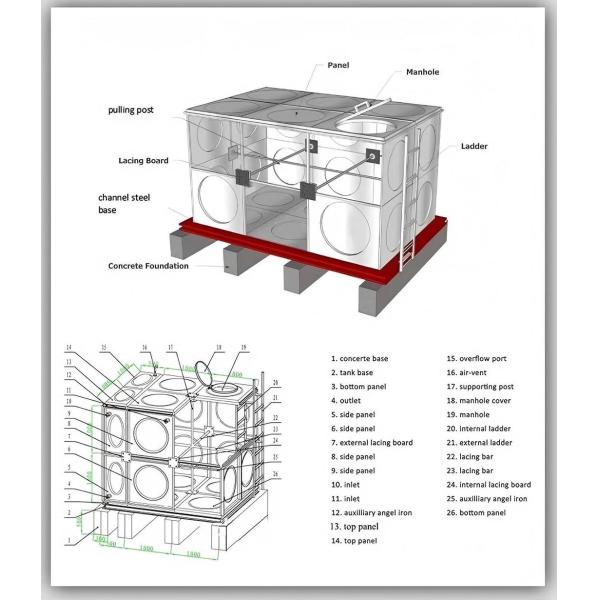 Contenedor de agua de acero inoxidable SS304 vertical para agua potable industrial