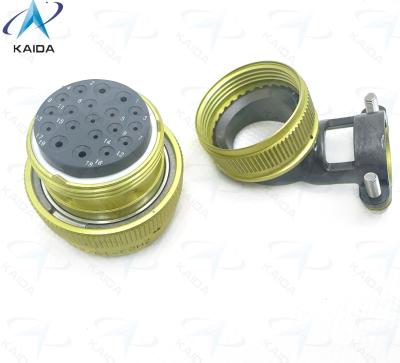 ZH23 Series Circular Electrical Connector Anodized Aluminum Shell for Industrial Applications。ZH23-19/24P-8-B with Elbow Cable Clamp.