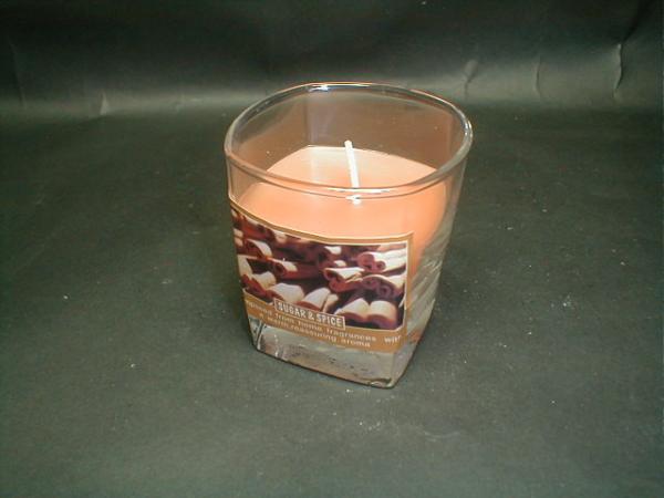 100% paraffin wax scented square glass candle with printing label