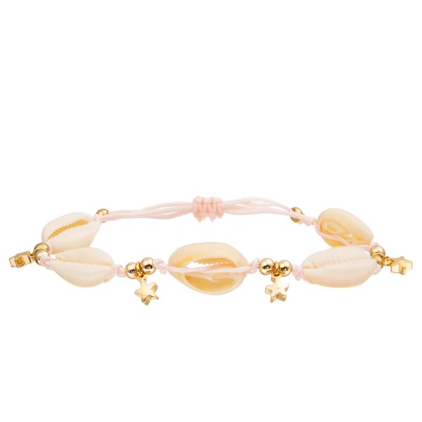 Регулируемый заплетенный браслет раковины Cowrie моря установил богемский Seashell для женщин