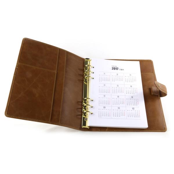 Brown Color Bullet Journal Ring Binder Socket Pen Design Simple Operation