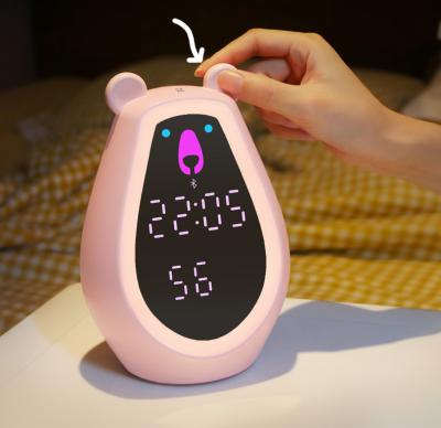 Cute Cartoon Bear Smart Clock Lamp Mute Bedside USB Night Light With For Bluetooth