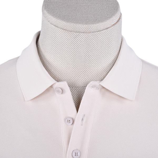 Anti Wrinkle Polo T Shirt In White Long Sleeve Custom Logo Fabric Weight 170-210g