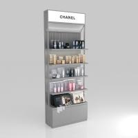 Skincare Display Rack Grey Oiled Wooden Skincare Cabinet With Led Lights For Multi-Functional Shop Counter And  Branded Display Stand