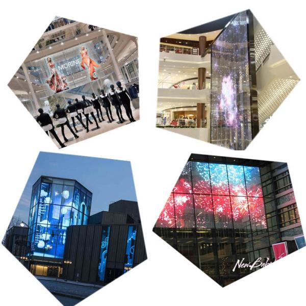Flexible High Definition P10 Transparent LED Display Panel 1920Hz For Glass Wall