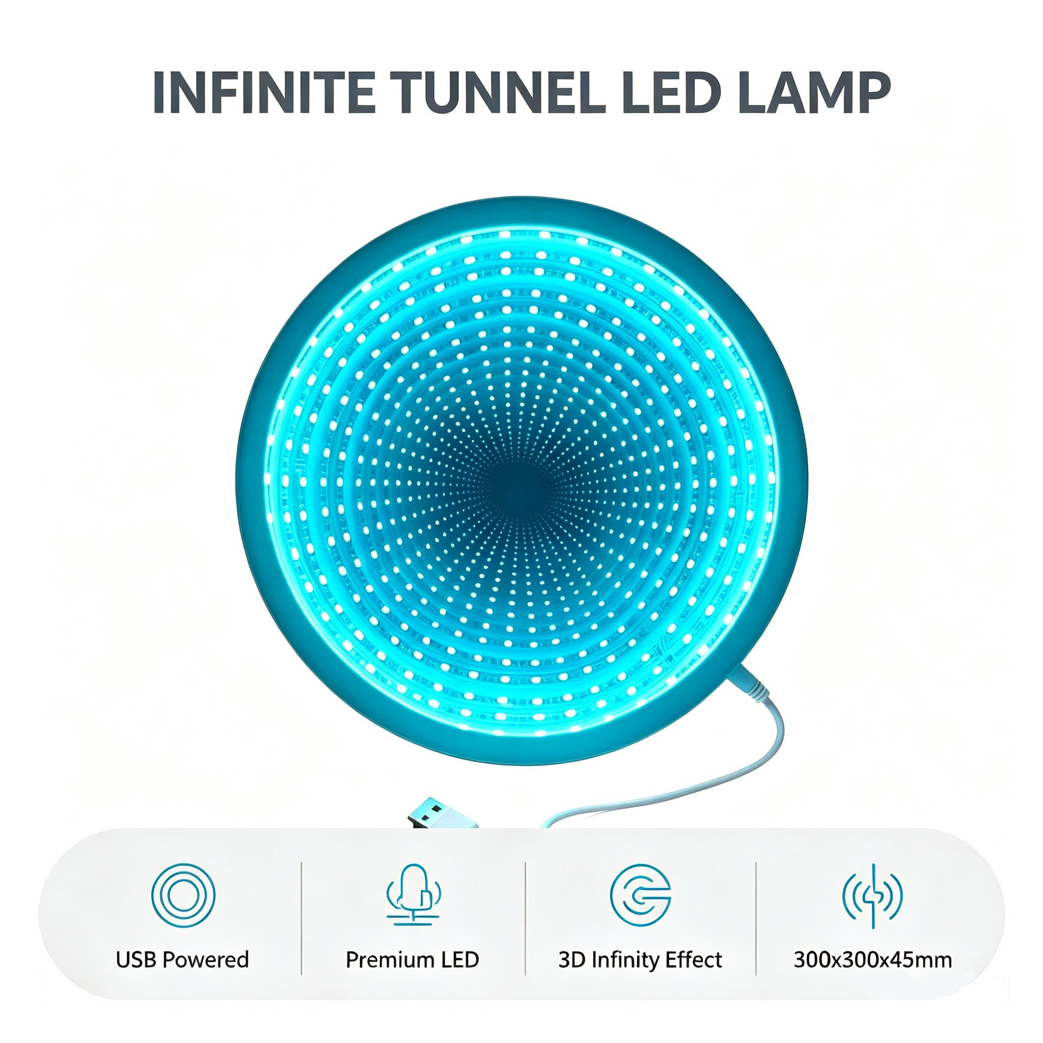 USB Powered Infinity Mirror Light Color Changing For Bedroom Bar Background Decor