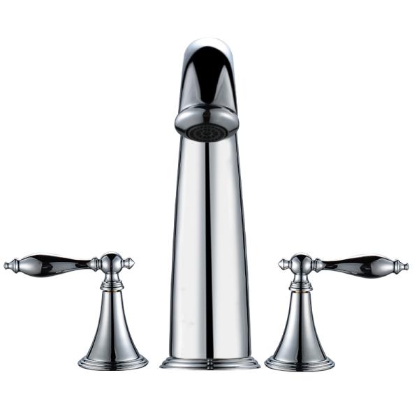 Латунный 8In широко распространенный Faucet Bathroom Centerset в черном золоте Chrome белом штейновом