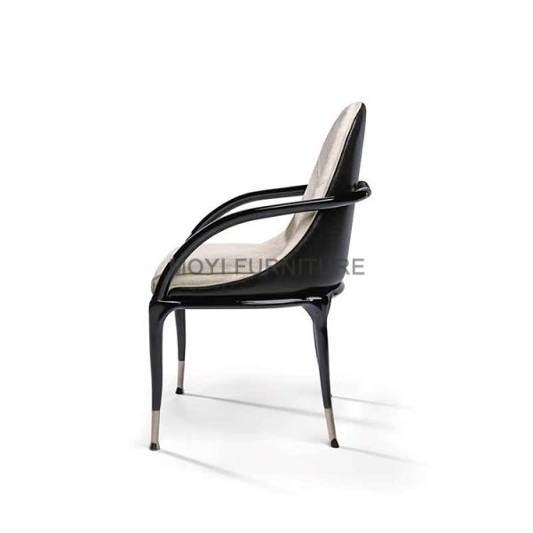 Italian Design Dining Chairs with Comfortable Genuine Leather Backrest Wood Legs Hotel Leisure Cafe Chairs