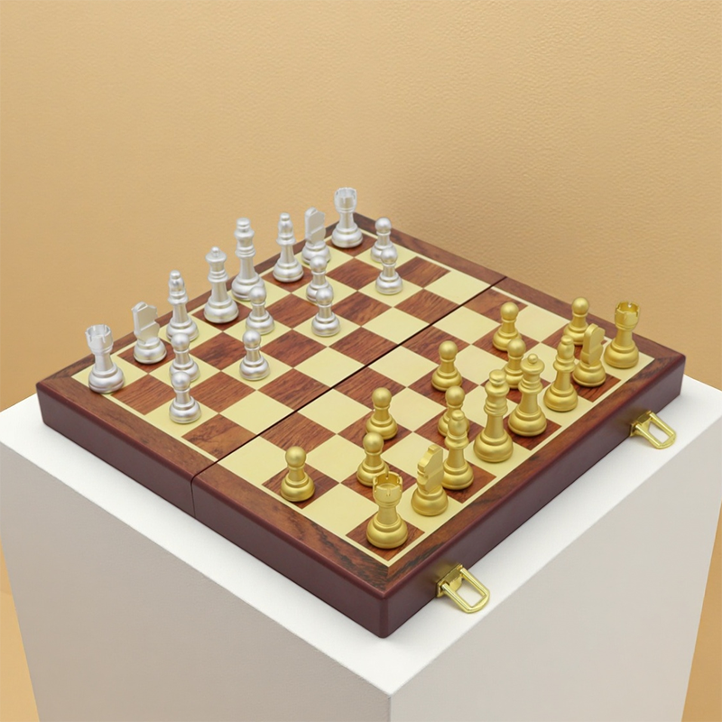 Luxury Aluminum Alloy Metal Chess Set with Foldable Design for Competition and Decor