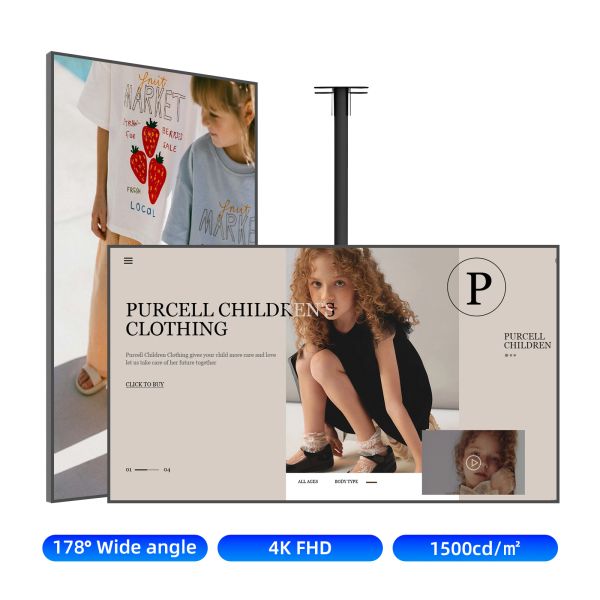 Indoor Wall Mounted Digital Signage Advertising Display Screens 43 to 86 Inch Solution