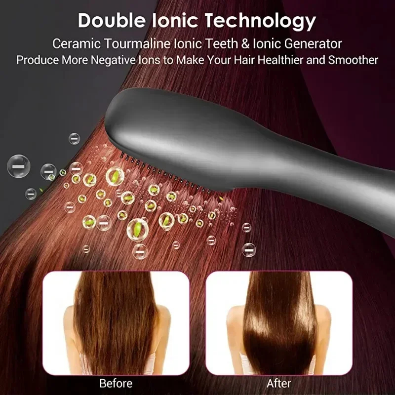 Electric Ceramic Hairdryer Brush Straightener Overheating Protection Negative Ion Technology Fast Heating Lightweight Hotel