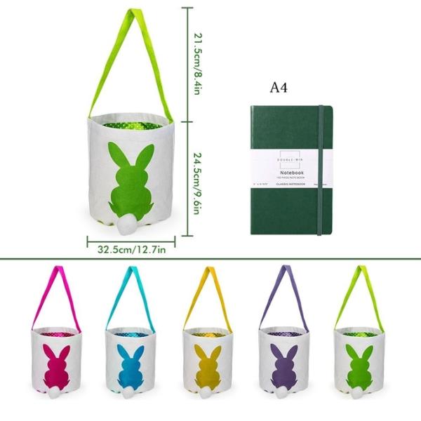 Blank Sublimation Easter Bunny Basket With Color Handle Cute Rabbit Tail Custom Linen Easter Rabbit Basket