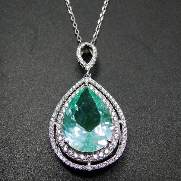 Груша ювелирных изделий женщин режа зеленую шпинель вокруг белые кубические ювелирных изделий Zirconia 925 стерлинговых серебряных точных