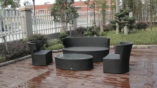 All Weather UV Proof Outdoor Rattan Sofa For Cafe / Beach / Park