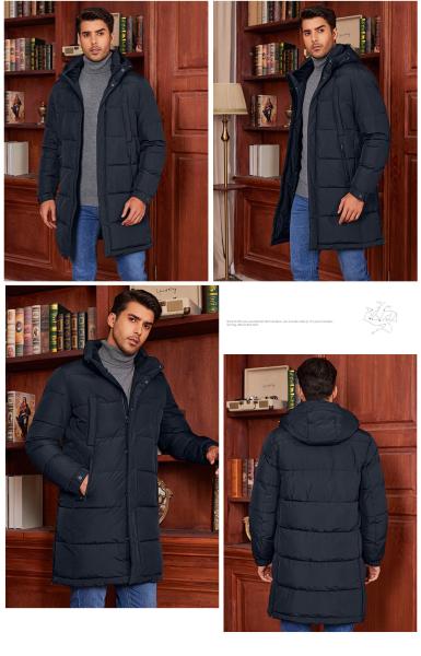 100cm Length Thickened Down Jacket Business Mens Black Puffer Coat