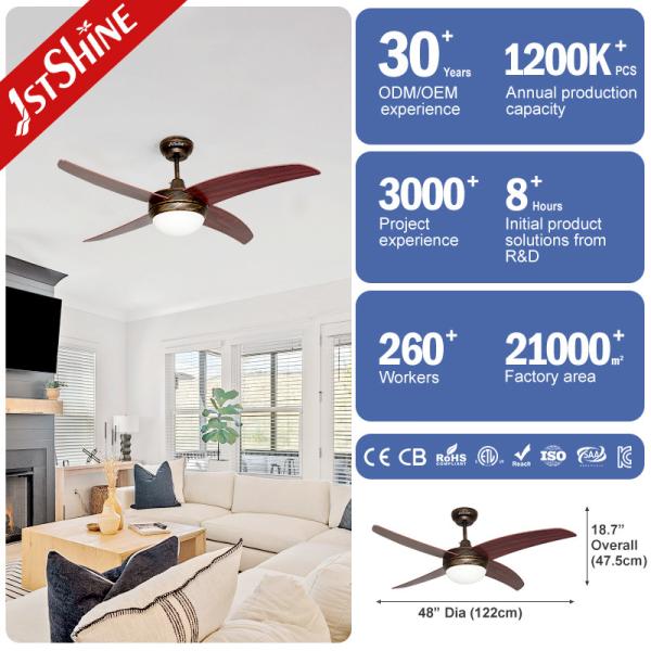 1stshine Natural Wind 4 MDF Blades LED Ceiling Fan with Light and Remote Modern Design