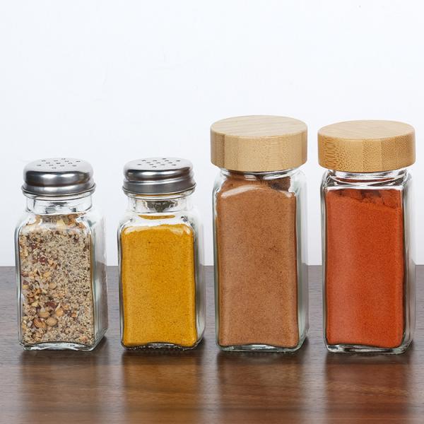 Custom Design 120ml 180ml 6oz Empty Seasoning Packaging Bottle 4oz square Glass Spice Jar With Label Maker