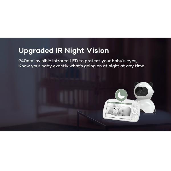 5.5 pulgadas LCD monitor de vídeo para bebés de dos vías audio hablar Ir visión nocturna monitor de bebés
