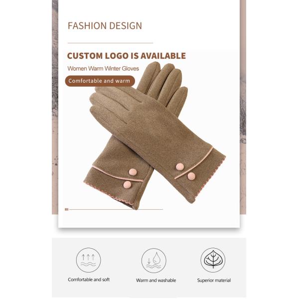 Custom Embroidery Winter Warm Gloves Mittens Thermal Thick Touchscreen For Women