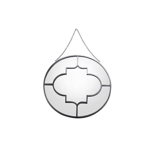 Black Round Metal Frame Wall Art Mirror Metal Hanging Chain For Living Room Washroom