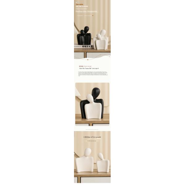Elevate Your Space with Unique Bamboo Abstract Lovers Statue Ceramic Art Sculpture