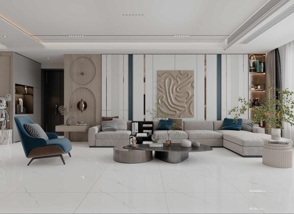 Carrara Blanc 800x800 mm Porcelaine vitrée poli pour le salon