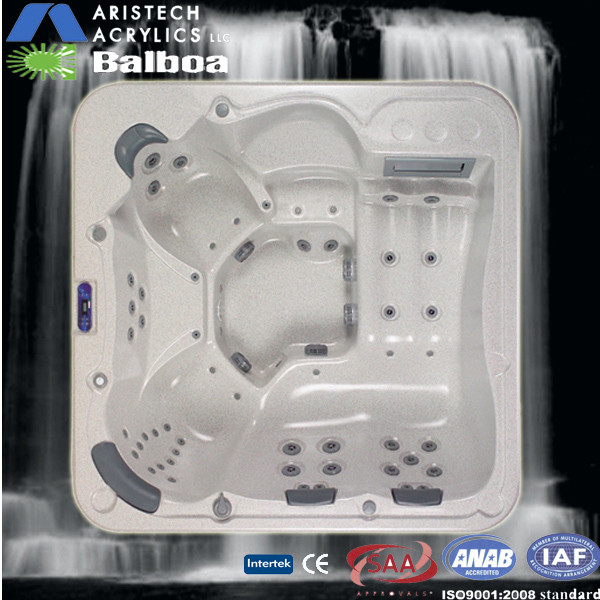 4 - 6 Seats Square Acrylic Whirlpool Massage Outdoor Bathtubs with ABS Bottom Base