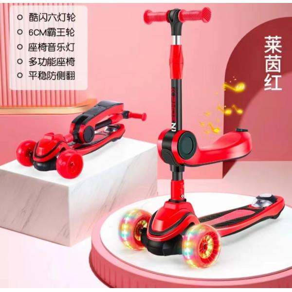 Anti Rollover Foldable Light Up Scooter 3 Wheel Kick Scooter Fashionable