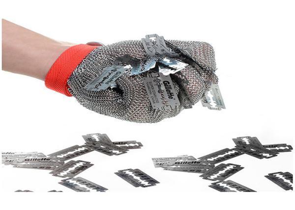Butcher Stainless Steel Mesh Safety Gloves Flexible Wrist Strap For Home Slaughtering