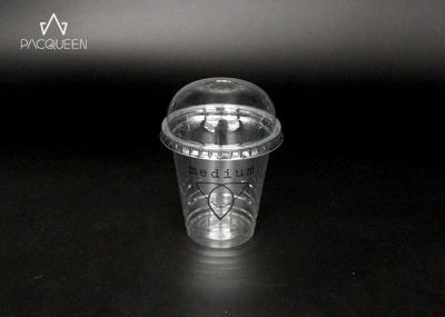 PET Disposable Cold Drink Cups With Lids Flat / Dome Anti Leaking